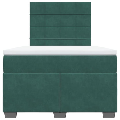 Cama boxspring com colchão 120x190 cm veludo verde-escuro