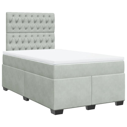 Cama boxspring com colchão 120x190 cm veludo cinzento-claro