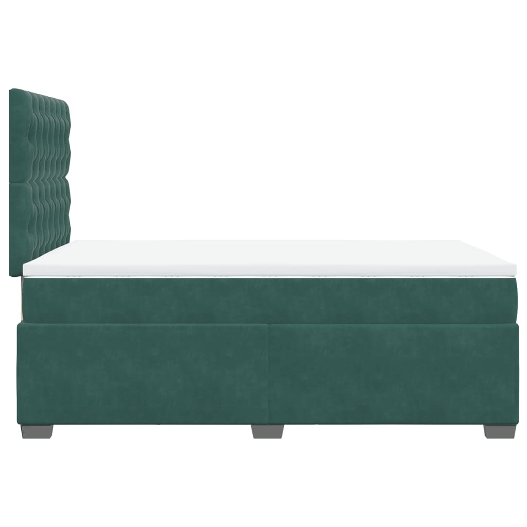 Cama boxspring com colchão 120x190 cm veludo verde-escuro