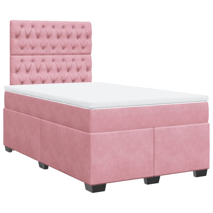 Cama boxspring com colchão 120x190 cm veludo rosa