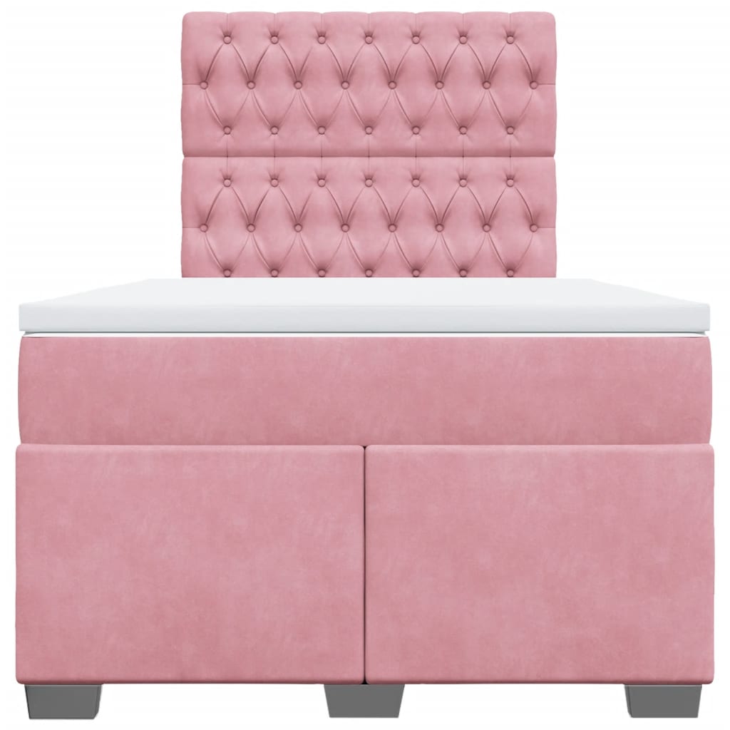 Cama boxspring com colchão 120x190 cm veludo rosa