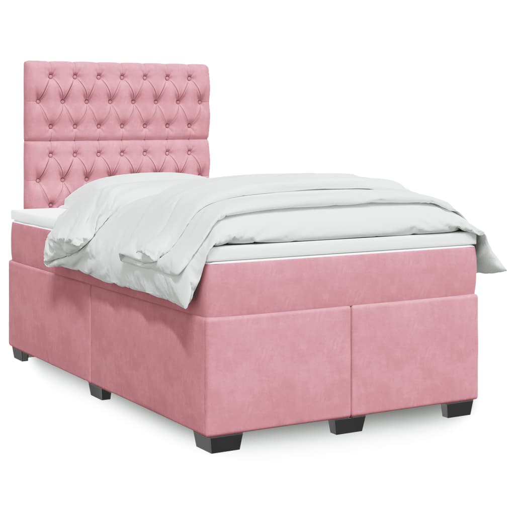 Cama boxspring com colchão 120x190 cm veludo rosa