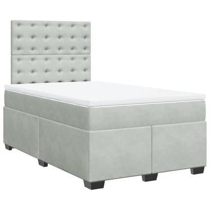 Cama boxspring com colchão 120x190 cm veludo cinzento-claro