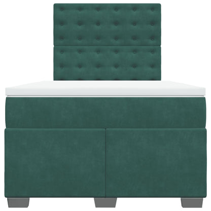 Cama boxspring com colchão 120x190 cm veludo verde-escuro