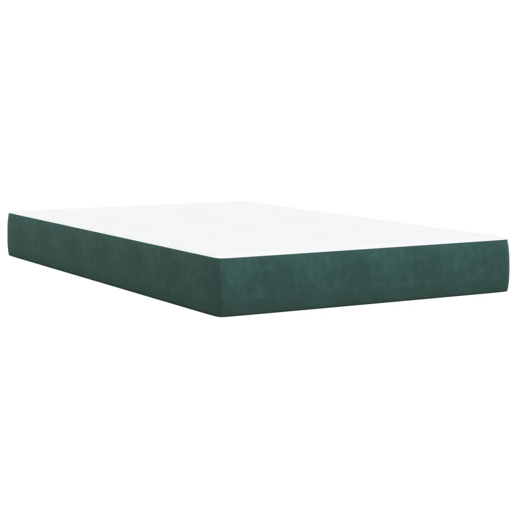 Cama boxspring com colchão 120x190 cm veludo verde-escuro