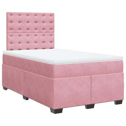 Cama boxspring com colchão 120x190 cm veludo rosa