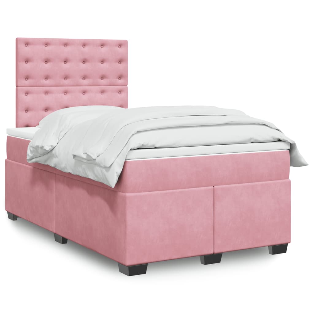 Cama boxspring com colchão 120x190 cm veludo rosa