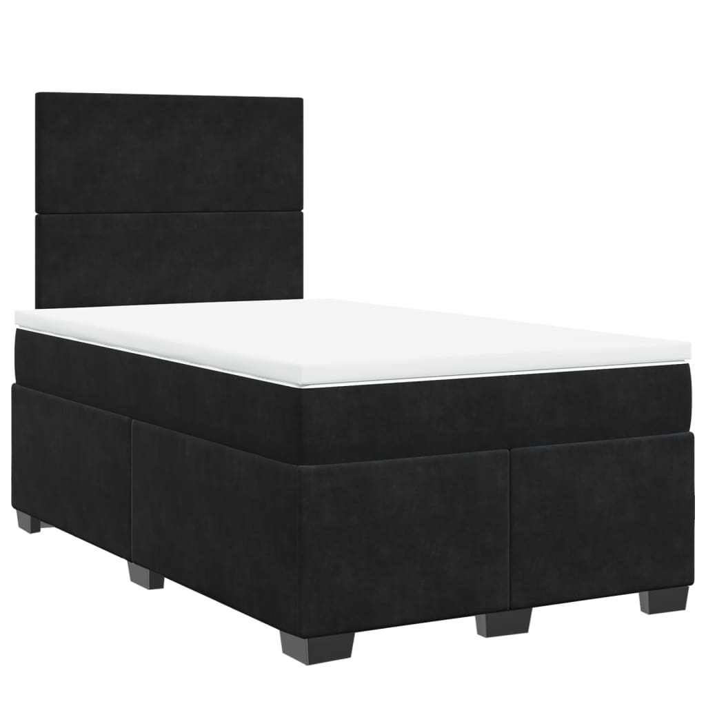 Cama boxspring com colchão 120x200 cm veludo preto