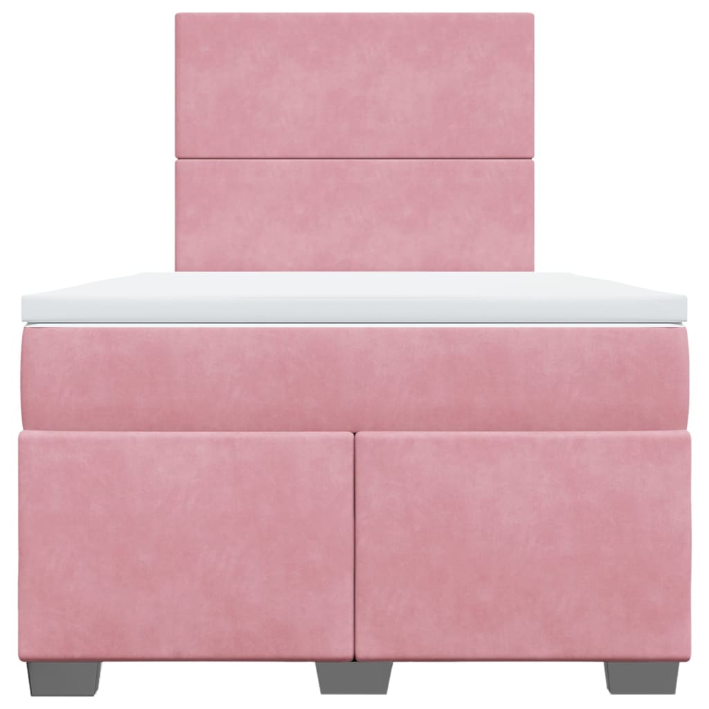 Cama boxspring com colchão 120x200 cm veludo rosa