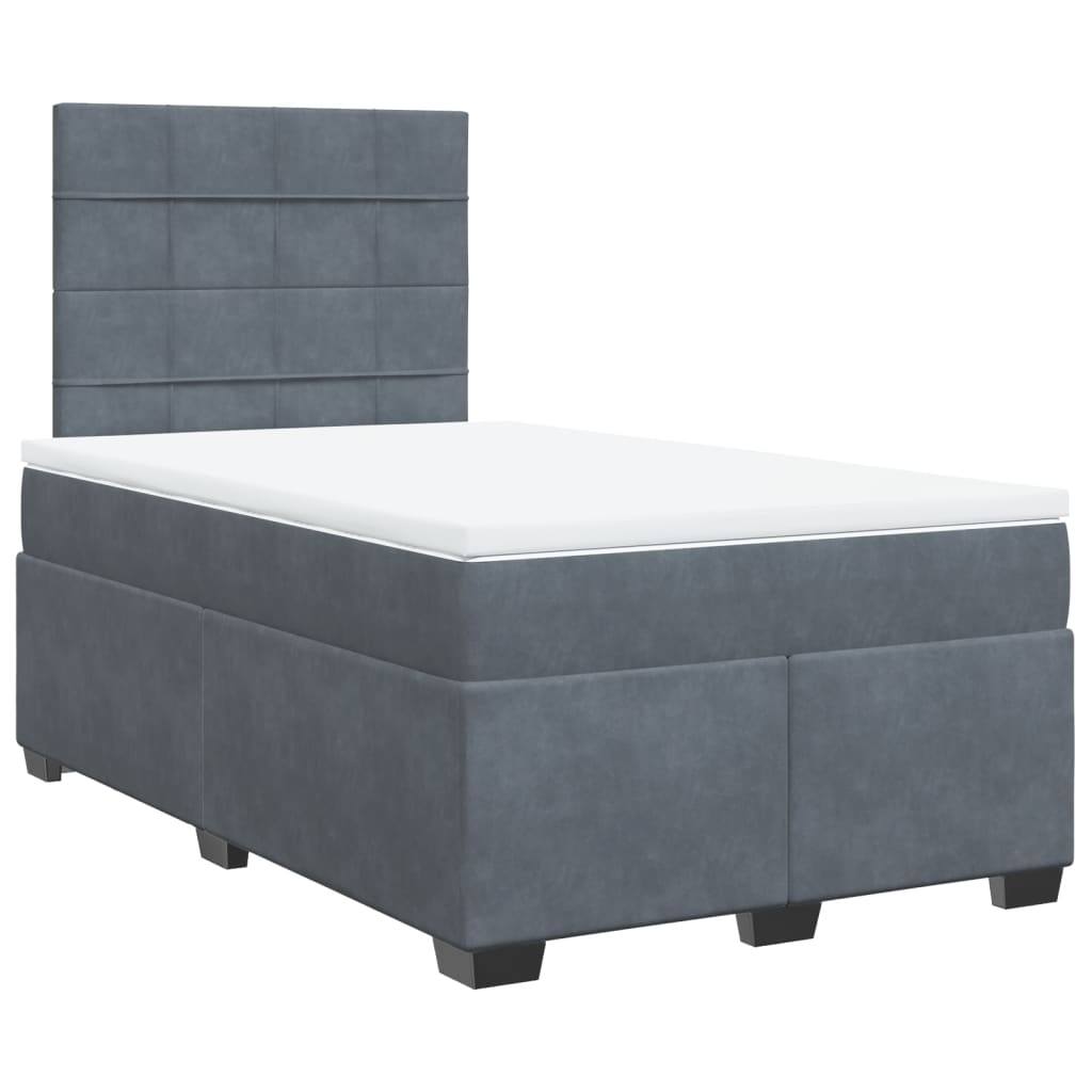 Cama boxspring com colchão 120x200 cm veludo cinzento-escuro