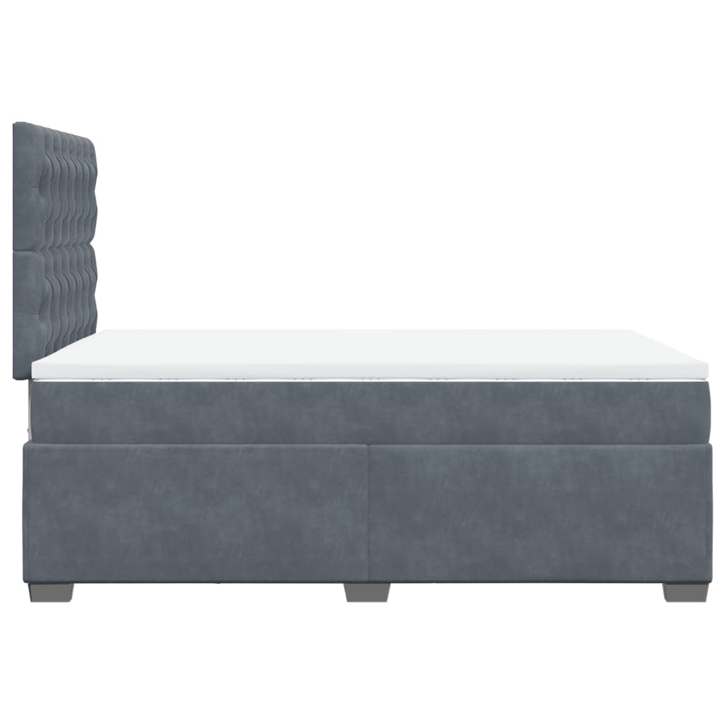 Cama boxspring com colchão 120x200 cm veludo cinzento-escuro