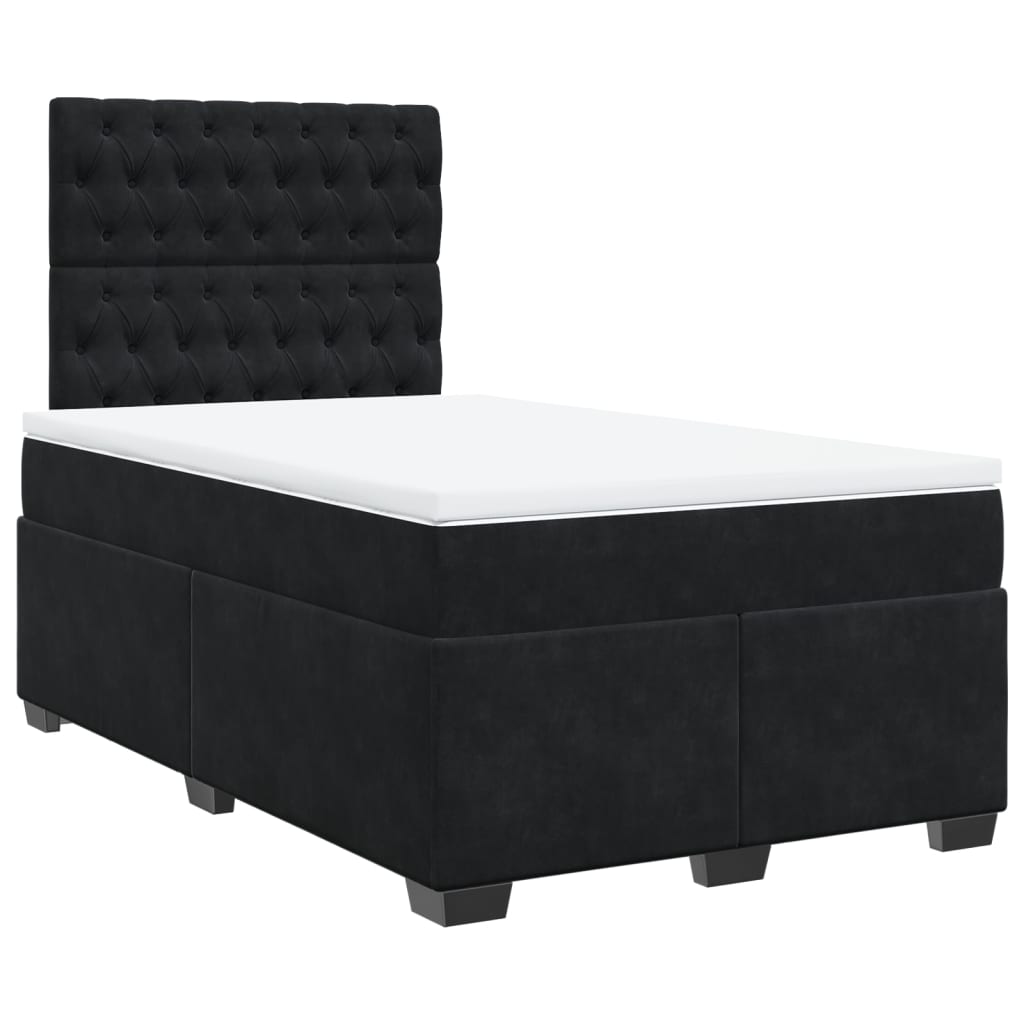 Cama boxspring com colchão 120x200 cm veludo preto