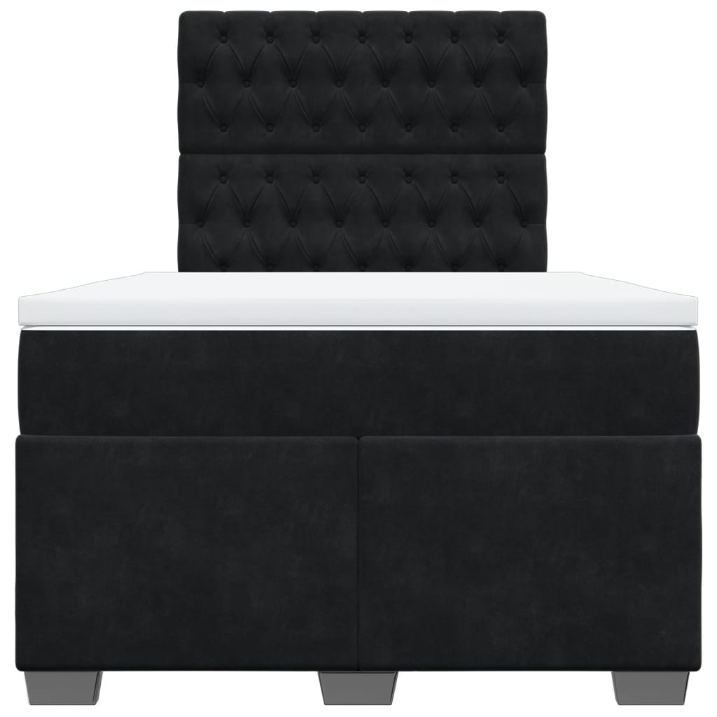 Cama boxspring com colchão 120x200 cm veludo preto