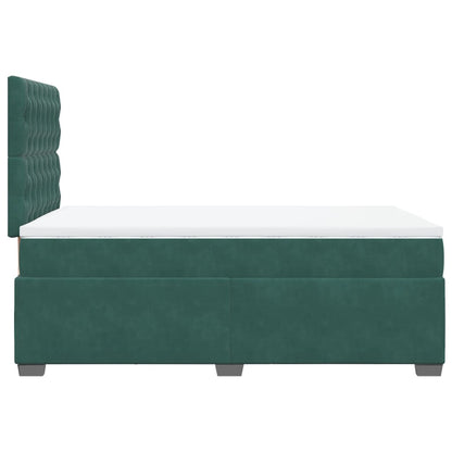 Cama boxspring com colchão 120x200 cm veludo verde-escuro