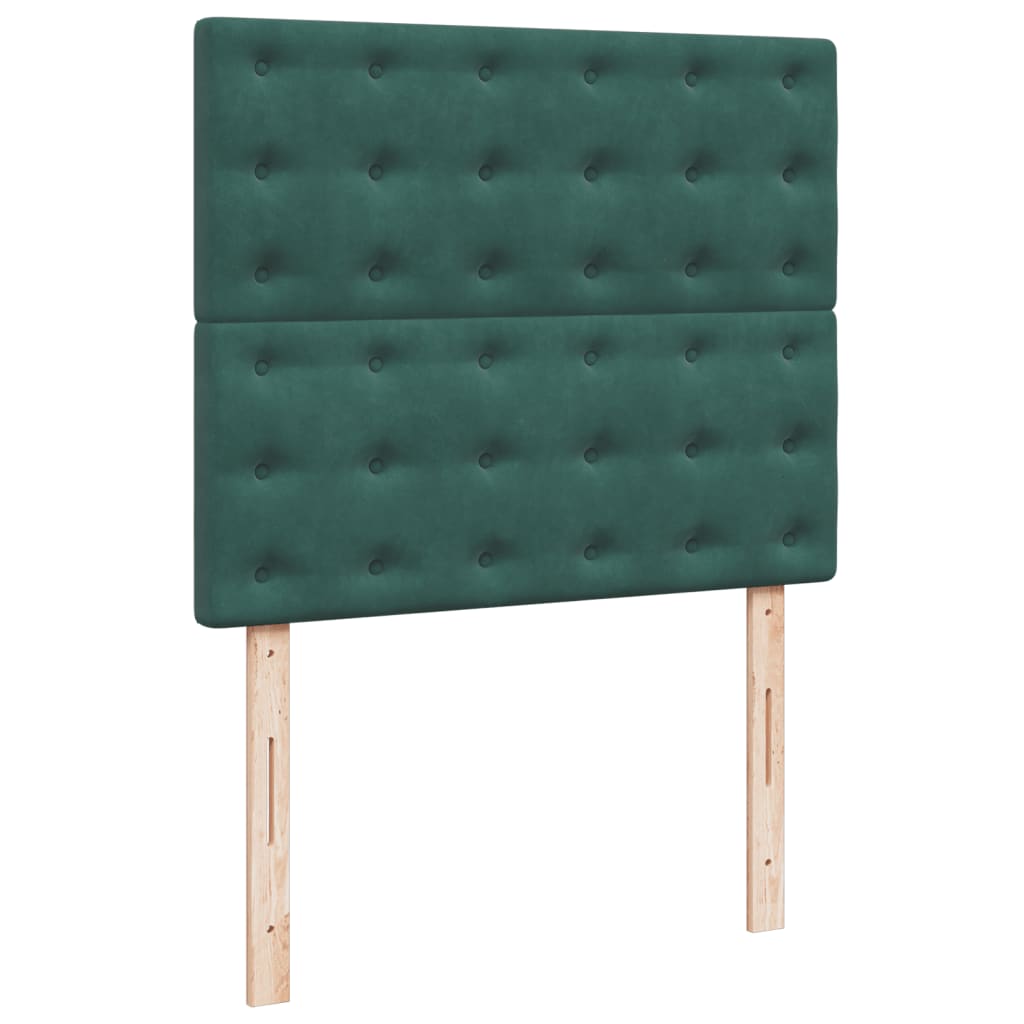 Cama boxspring com colchão 120x200 cm veludo verde-escuro