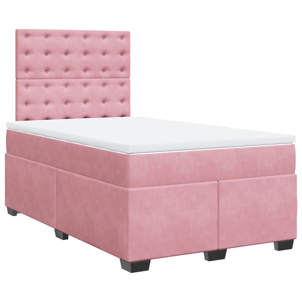 Cama boxspring com colchão 120x200 cm veludo rosa