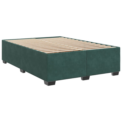 Cama com molas/colchão 140x190 cm veludo verde-escuro