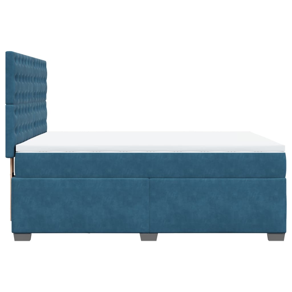 Cama boxspring com colchão 140x190 cm veludo azul