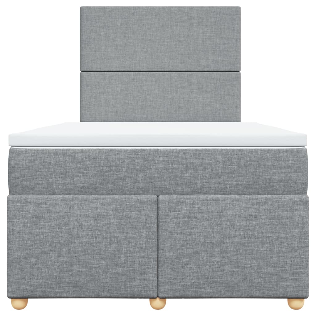 Cama boxspring com colchão 120x190 cm tecido cinzento-claro