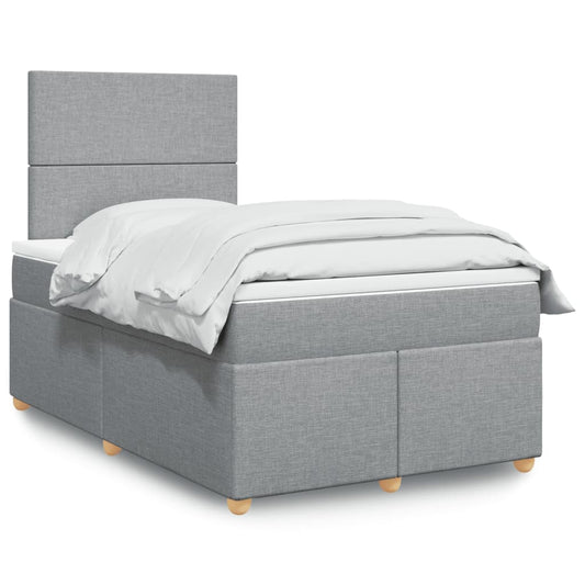 Cama boxspring com colchão 120x190 cm tecido cinzento-claro