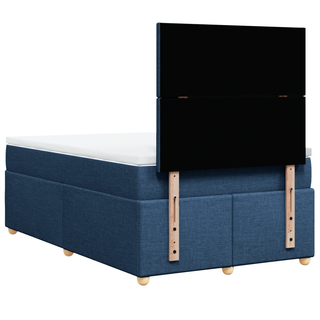 Cama boxspring com colchão 120x190 cm tecido azul