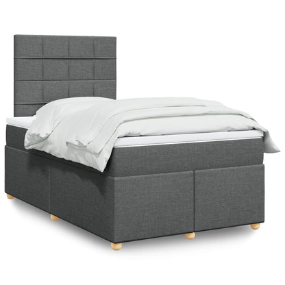 Cama boxspring com colchão 120x190 cm tecido cinzento-escuro