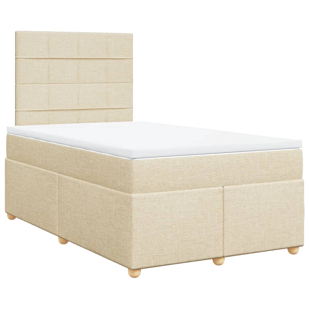 Cama boxspring com colchão 120x190 cm tecido cor creme