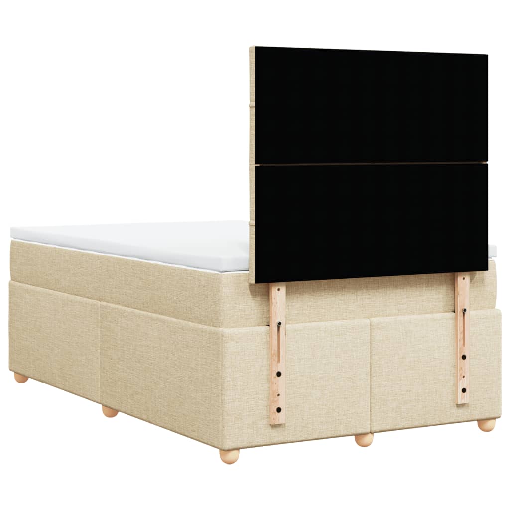 Cama boxspring com colchão 120x190 cm tecido cor creme