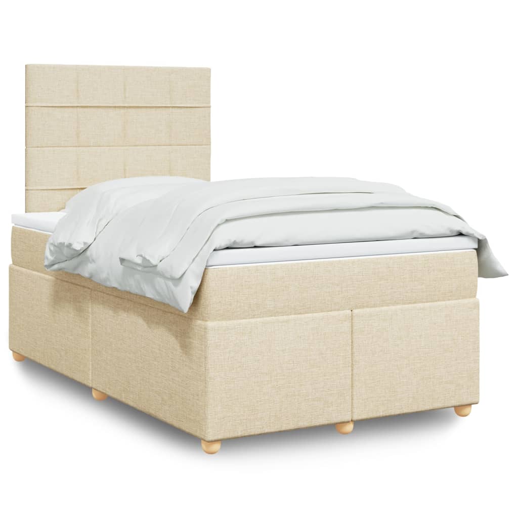 Cama boxspring com colchão 120x190 cm tecido cor creme