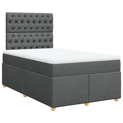 Cama boxspring com colchão 120x190 cm tecido cinzento-escuro