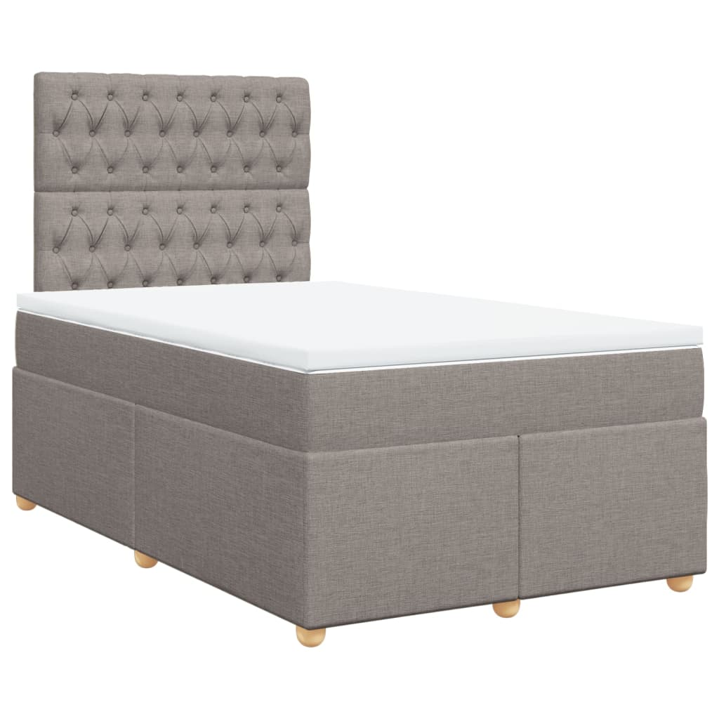 Cama boxspring c/ colchão 120x190cm tecido castanho-acinzentado