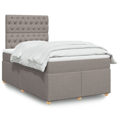 Cama boxspring c/ colchão 120x190cm tecido castanho-acinzentado