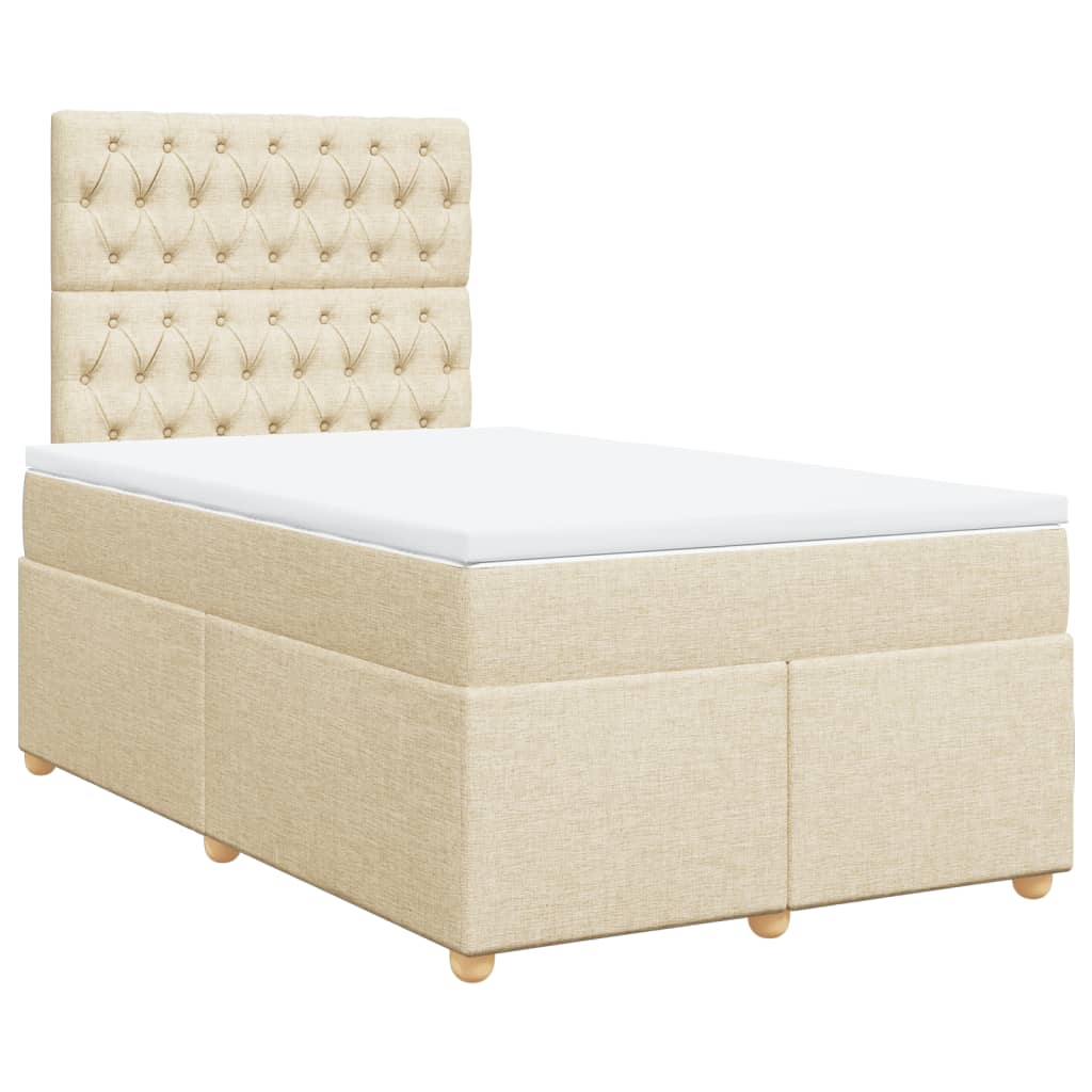 Cama boxspring com colchão 120x190 cm tecido cor creme