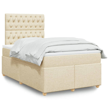 Cama boxspring com colchão 120x190 cm tecido cor creme