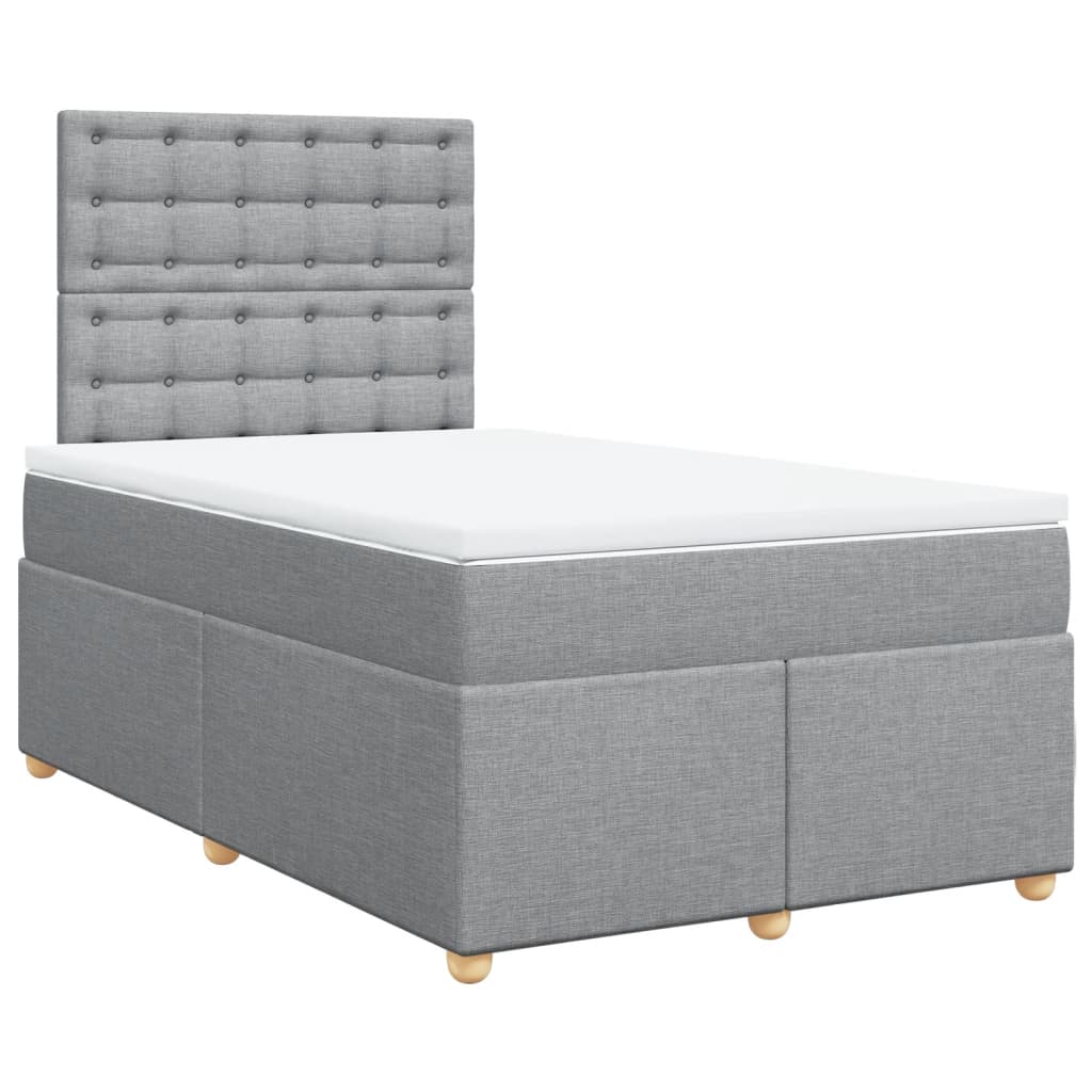 Cama boxspring com colchão 120x190 cm tecido cinzento-claro