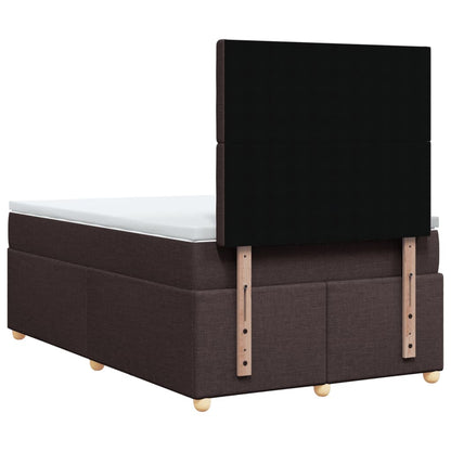 Cama boxspring com colchão 120x190 cm tecido castanho-escuro