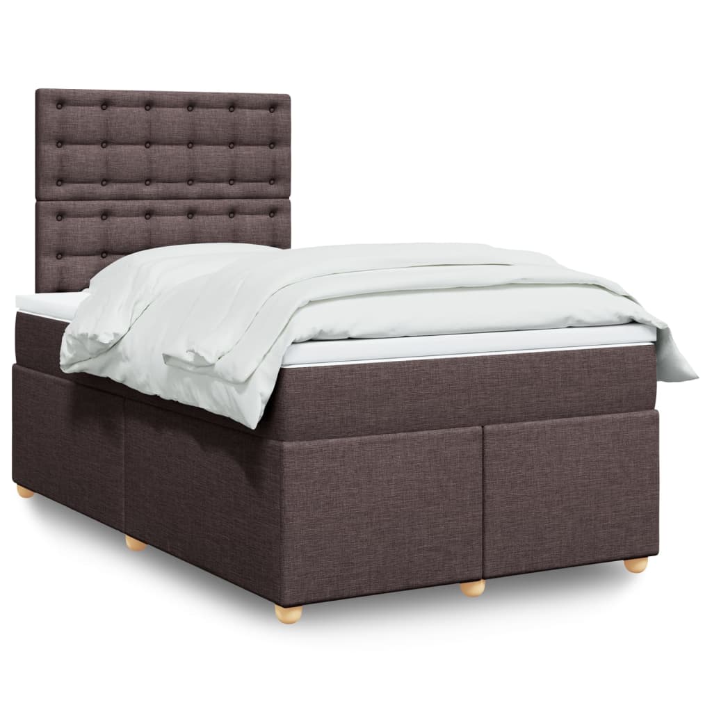 Cama boxspring com colchão 120x190 cm tecido castanho-escuro