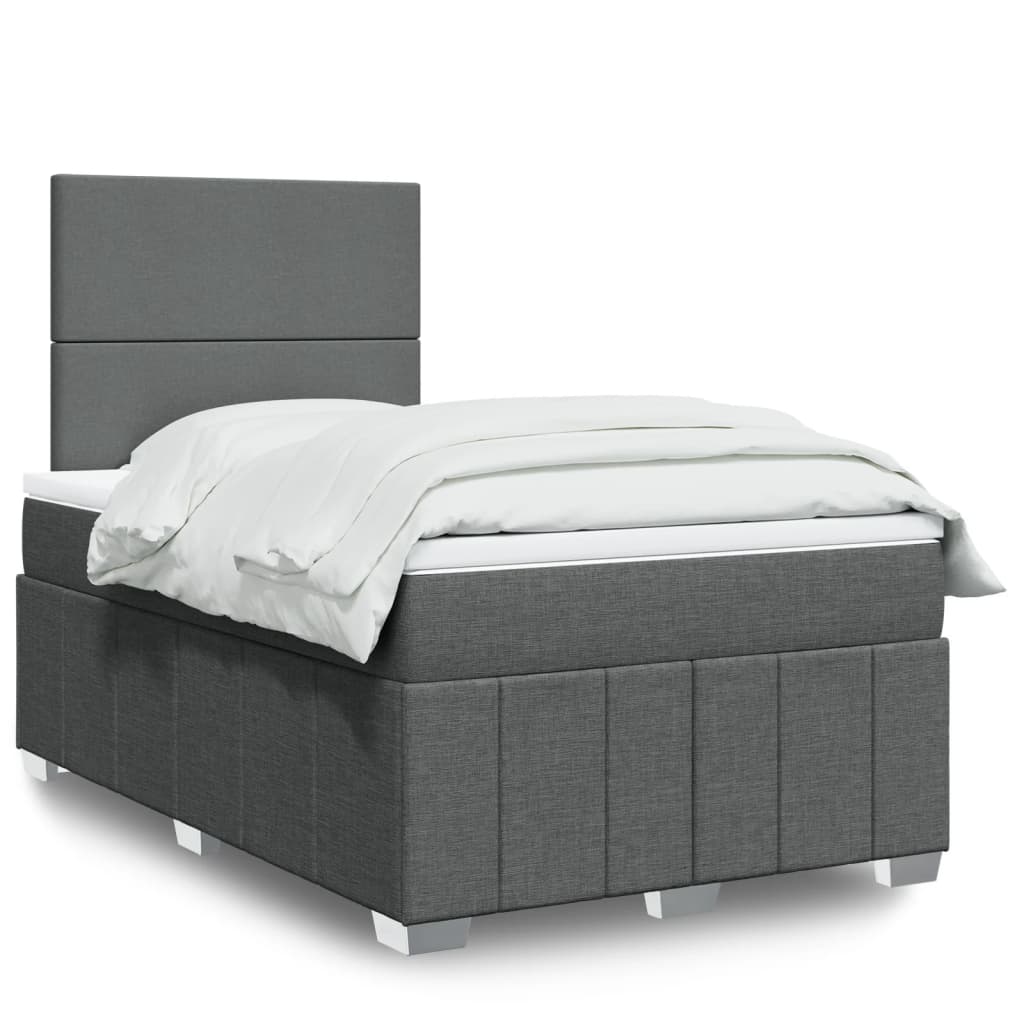 Cama boxspring com colchão 120x190 cm tecido cinzento-escuro