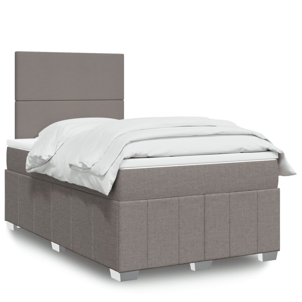 Cama boxspring c/ colchão 120x190cm tecido castanho-acinzentado