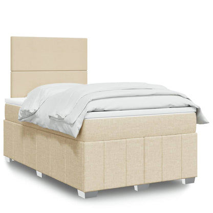 Cama boxspring com colchão 120x190 cm tecido cor creme