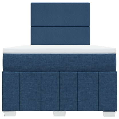 Cama boxspring com colchão 120x190 cm tecido azul