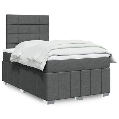 Cama boxspring com colchão 120x190 cm tecido cinzento-escuro