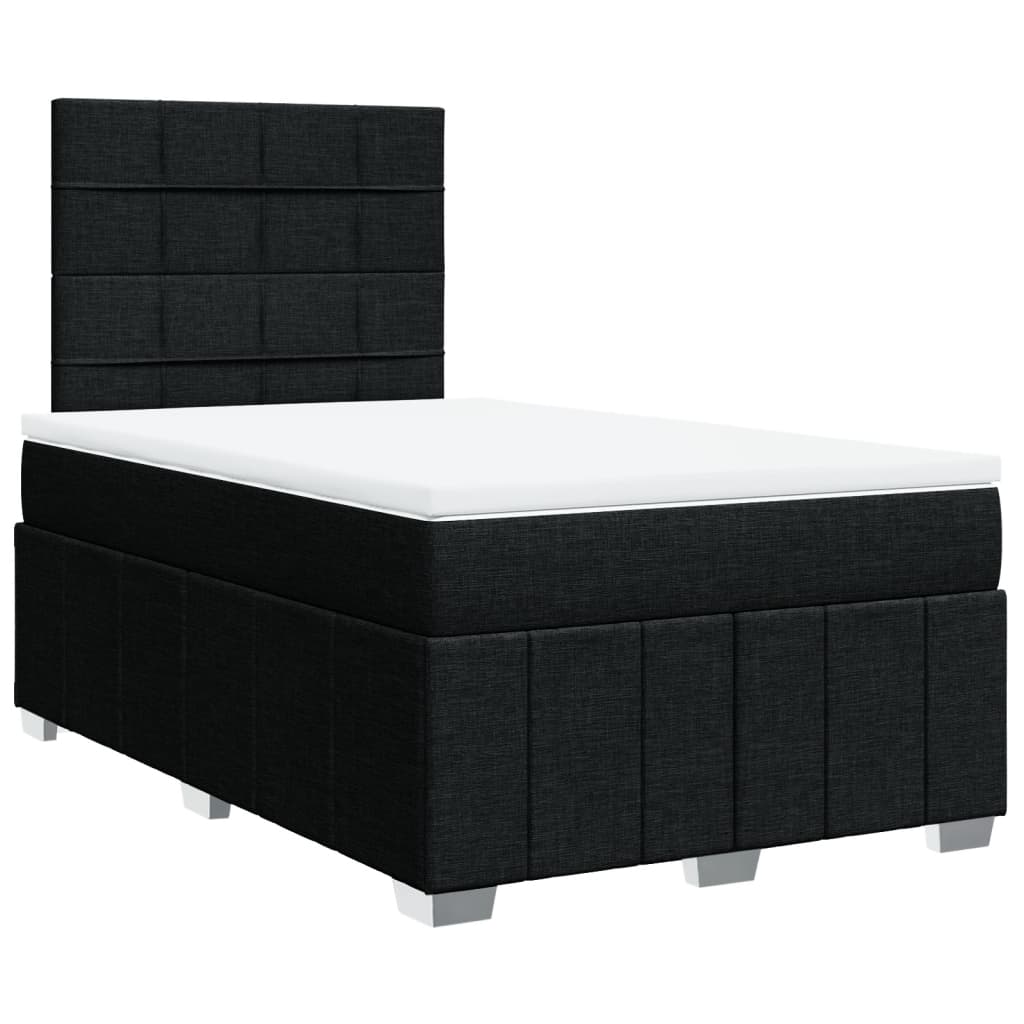 Cama boxspring com colchão 120x190 cm tecido preto