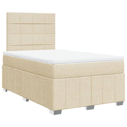 Cama boxspring com colchão 120x190 cm tecido cor creme