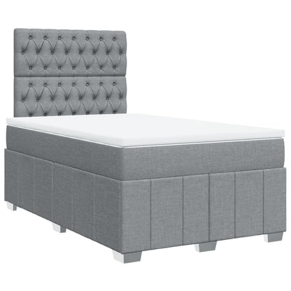 Cama boxspring com colchão 120x190 cm tecido cinzento-claro