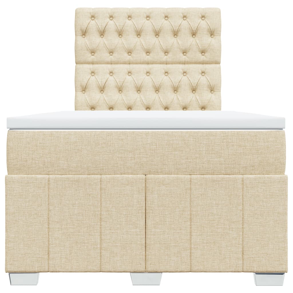 Cama boxspring com colchão 120x190 cm tecido cor creme