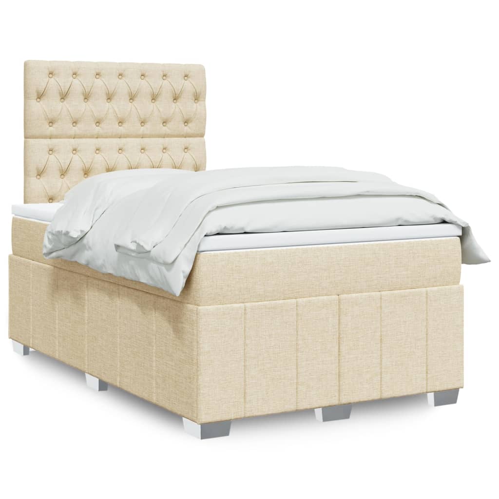 Cama boxspring com colchão 120x190 cm tecido cor creme