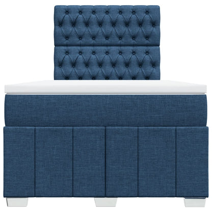 Cama boxspring com colchão 120x190 cm tecido azul