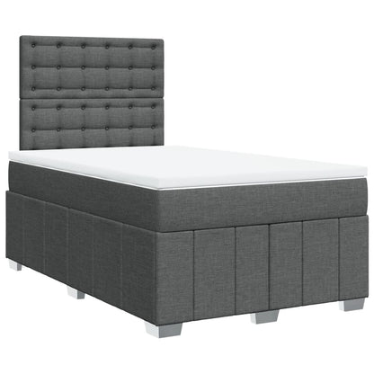 Cama boxspring com colchão 120x190 cm tecido cinzento-escuro