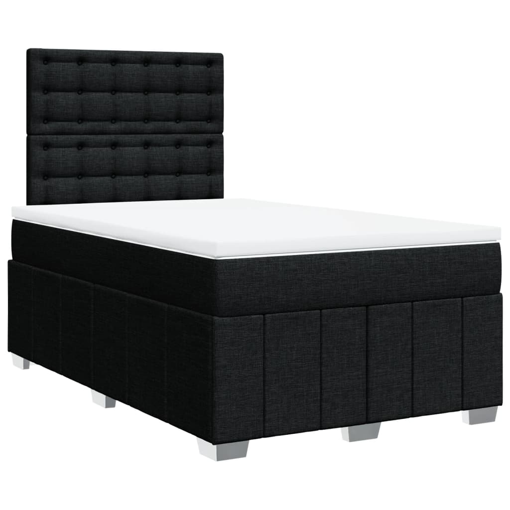 Cama boxspring com colchão 120x190 cm tecido preto